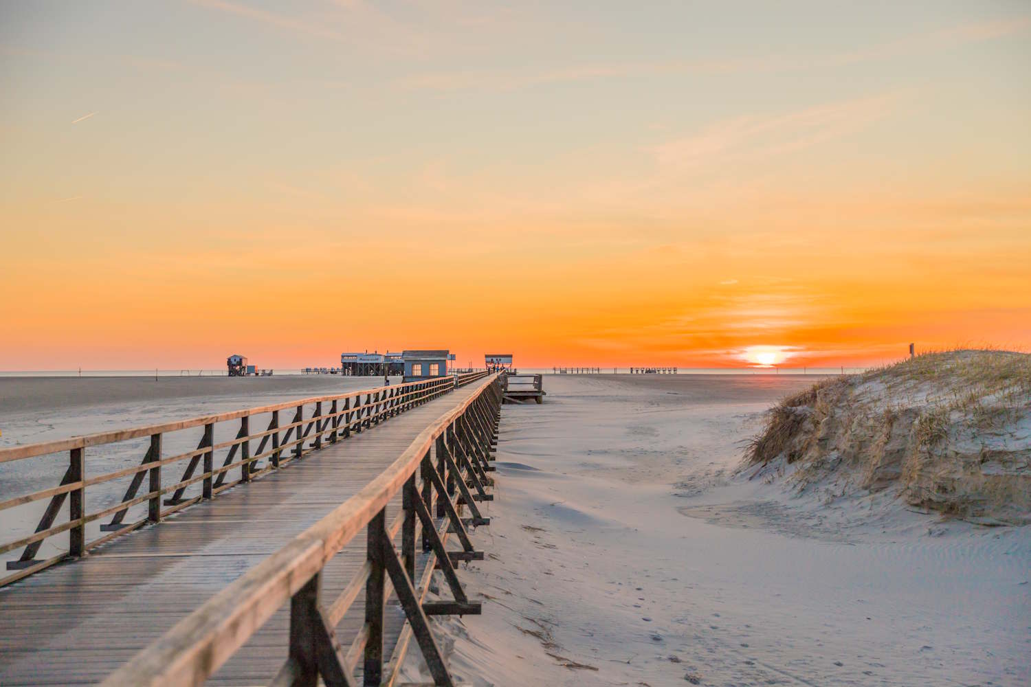 Seebrücke in SPO im Sonnenuntergang