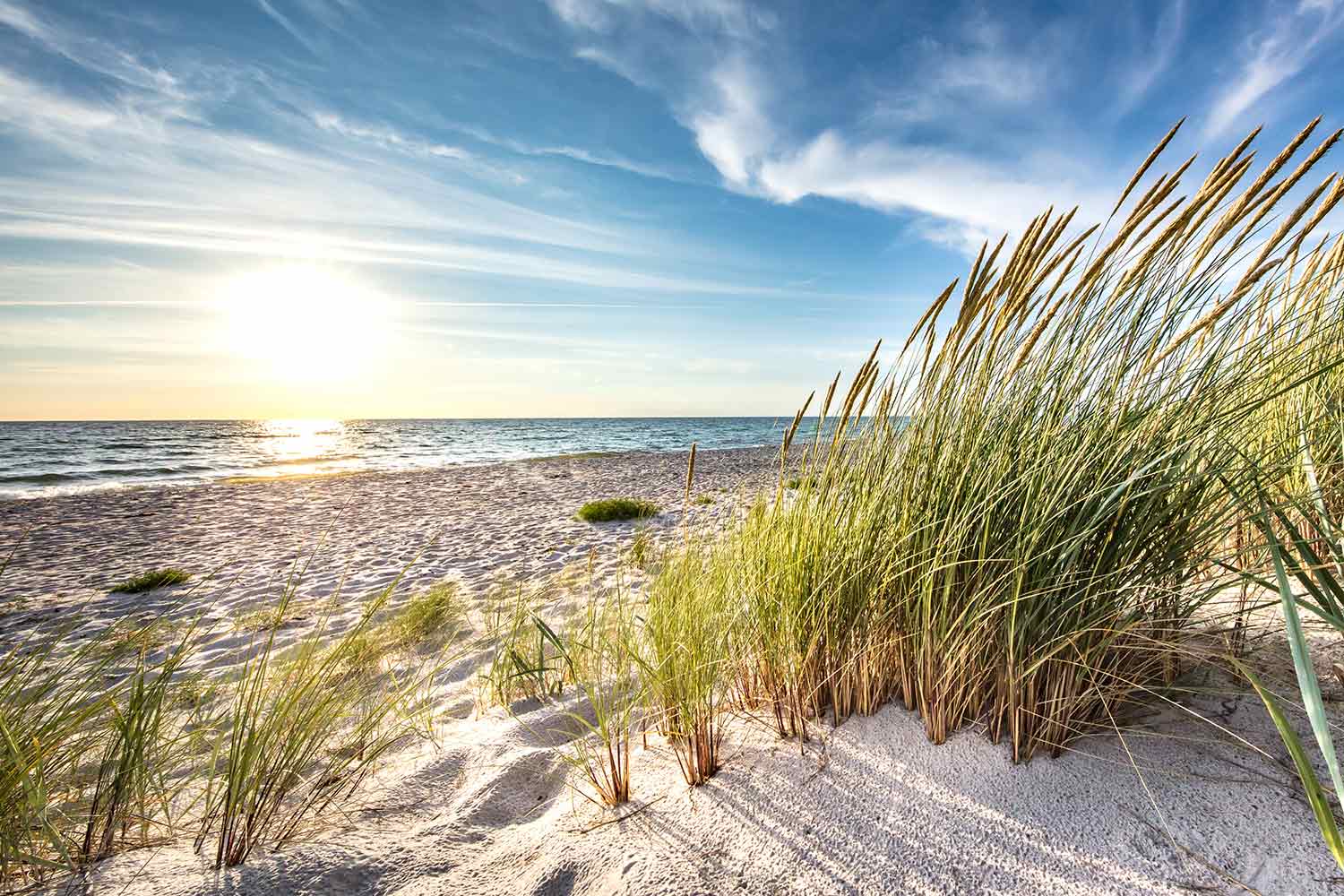 Blick auf das Meer über eine Düne